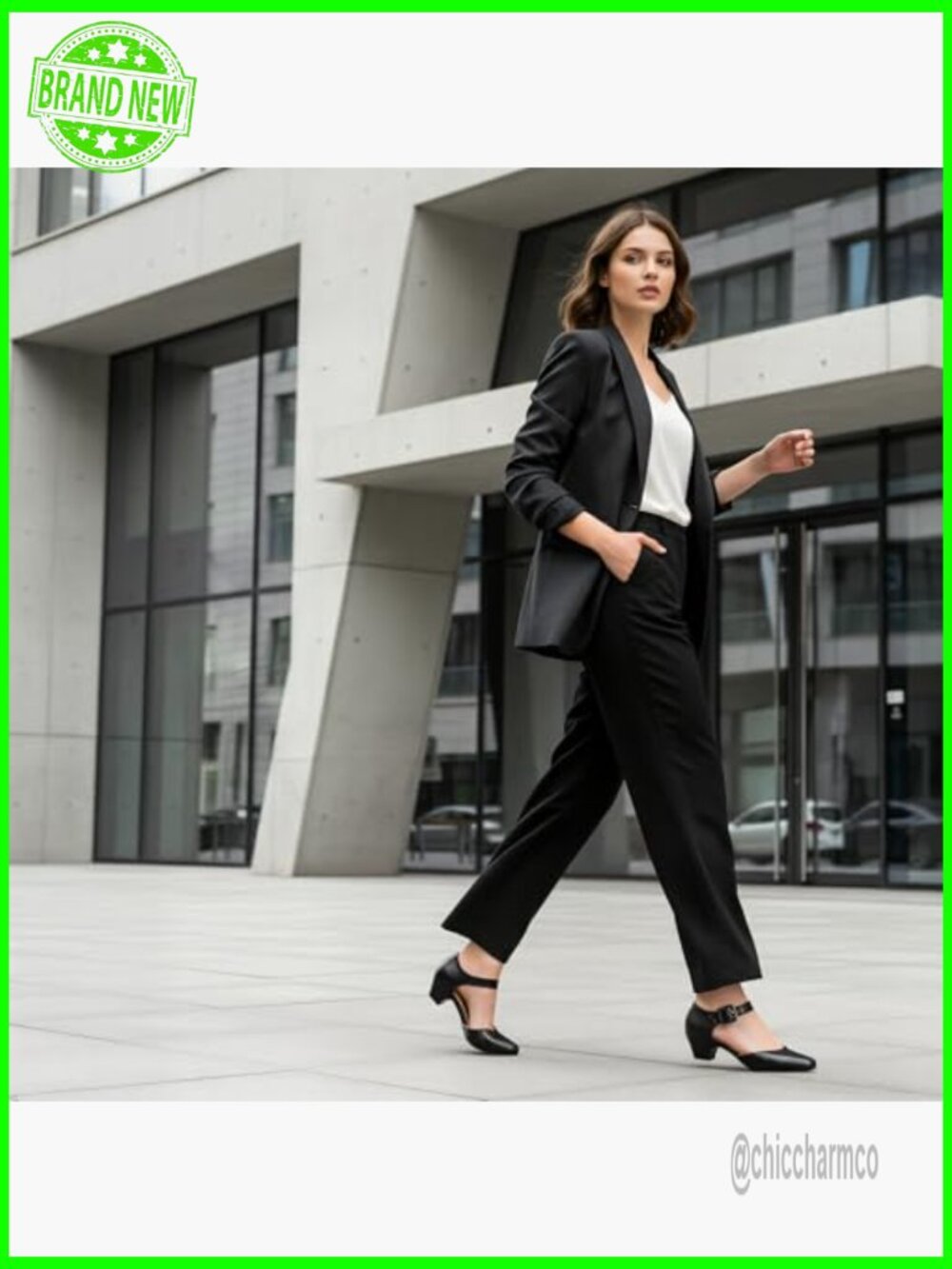 Closed Toe Chunky Heel Pumps Ankle Strap Dress Shoes Work Wedding - Picture 2 of 7